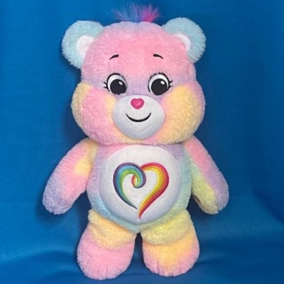 CARE BEARS TOGETHERNESS TIE - DYE RAINBOW PLUSH BEAR / BASIC FUN STUFFED ANIMAL - Picture 16 of 16